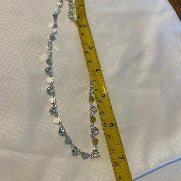 Silver Infinity Love Necklace. Nine West 13" Diamond Heart Choker - Picture 8 of 10